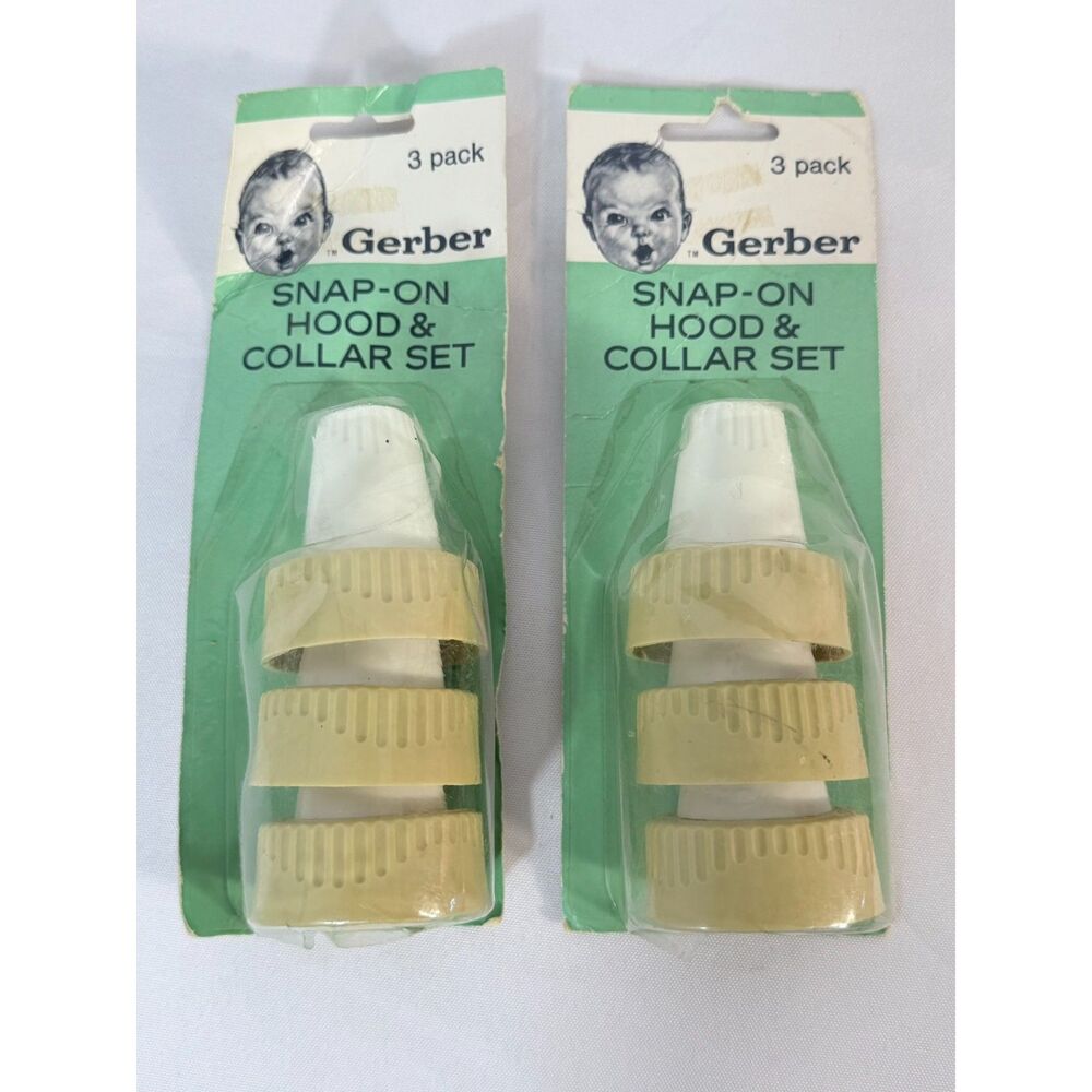 Two (2) Vintage Gerber Collars & Snap On-Hoods 3-Pack Fits Standard Nursers